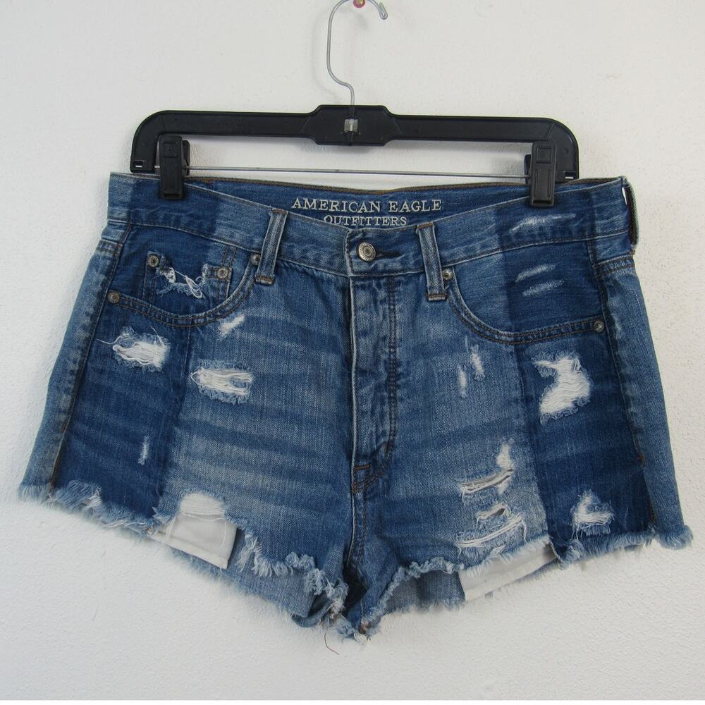 American Eagle Outfitters Vintage Hi-Rise Festival Blue Denim Jean Shorts
